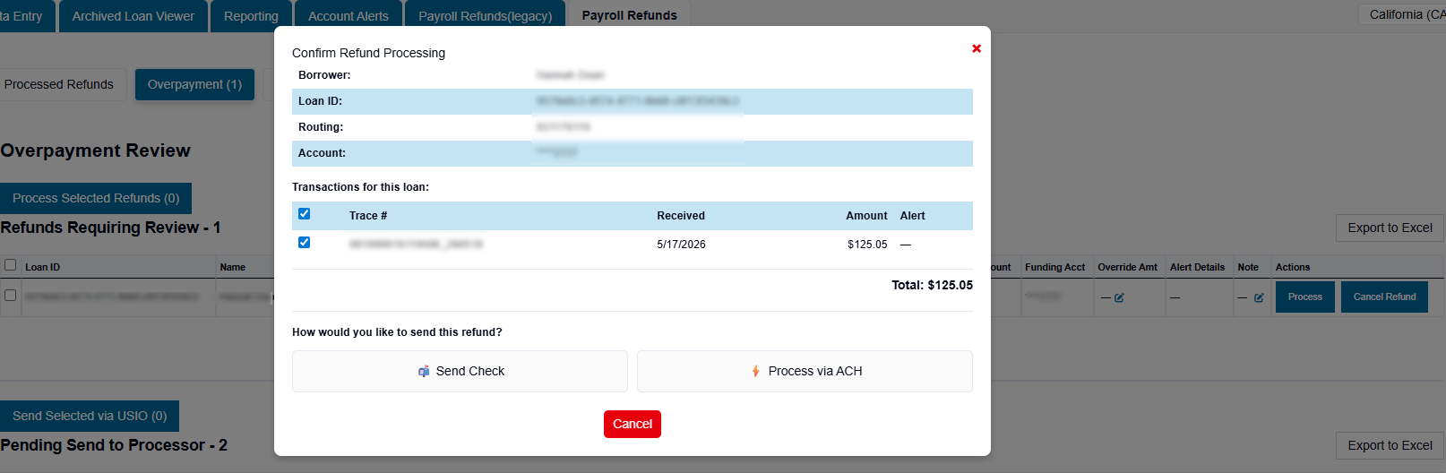 Refunds Screenshot